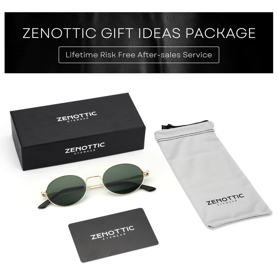 ZENOTTIC Sonnenbrille oval, Vollrand, Metall, gold, Unisex, polarisiert - Bild 4