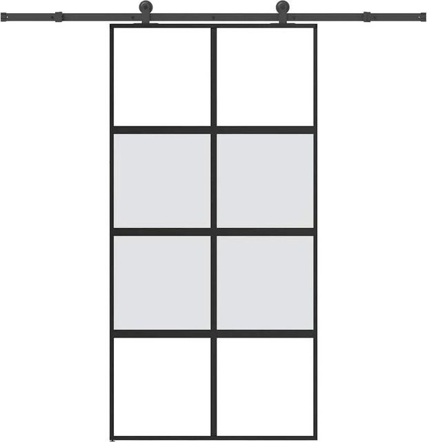 vidaXL Schiebetür aus Hartglas und Aluminium in Schwarz und Transparent, B/H: 102,5 x 205 cm - Bild 1