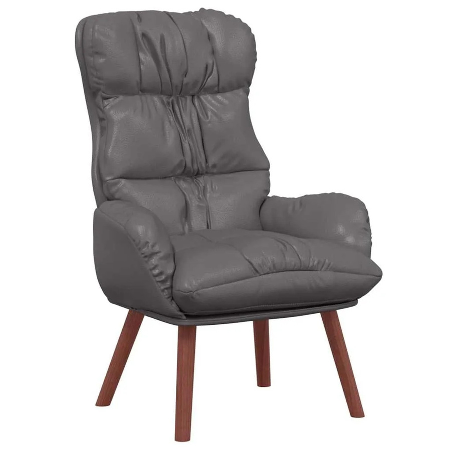 vidaXL Relaxsessel Grau aus Kunstleder mit Schaumstoff und Metallrahmen, B/T/H: 69 x 74 x 93 cm - Bild 2