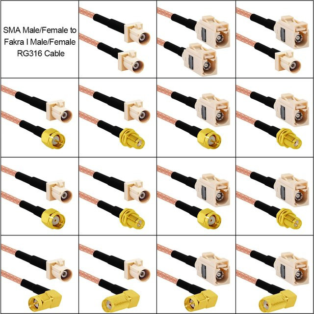DexMRtiC Fakra I Typ M zu SMA Stecker Jack Pigtail Kabel Adapter RG316, Farbe: Beige - Bild 1