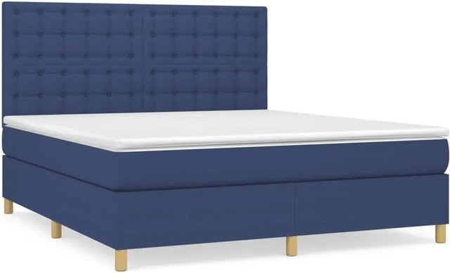 vidaXL Boxspringbett Hybrid mit Matratze Blau Stoff B/T: 160 x 200 cm - Bild 1