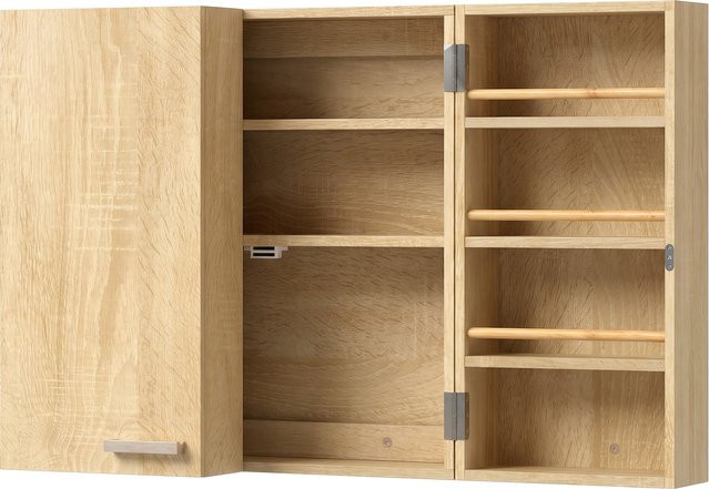 Aosom HOMCOM Medizinschrank Eiche, abschließbarer 2-türiger Medikamentenschrank mit 11 Fächern, Wandmontage, B/H/T: 53 x 53 x 20 cm - Bild 1