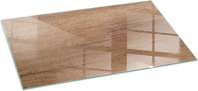 Tulup Glasplatte für Kaminöfen mit natürlichem Holzmuster in Braun, B: 140 cm, H: 70 cm - Bild 1