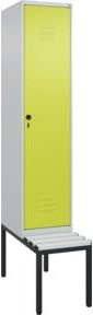 C+P Spind Classic PLUS Garderobenschrank mit Sitzbank, 1 Abteil, Lichtgrau, B/T/H: 212,0 x 40,0 x 81,5 cm - Bild 1
