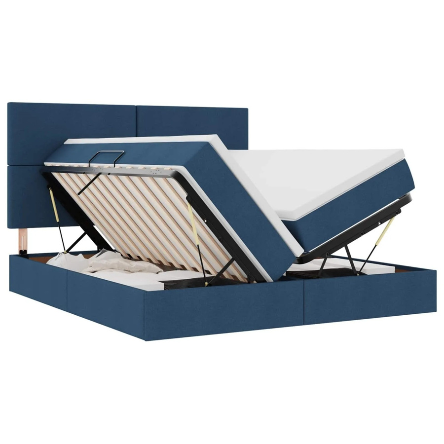 vidaXL Bett mit Kopfteil und LED-Lichtleisten in Blau mit Lift-up-Base und modernem Design, B: 200 cm, T: 203 cm, H: 88 cm - Bild 2