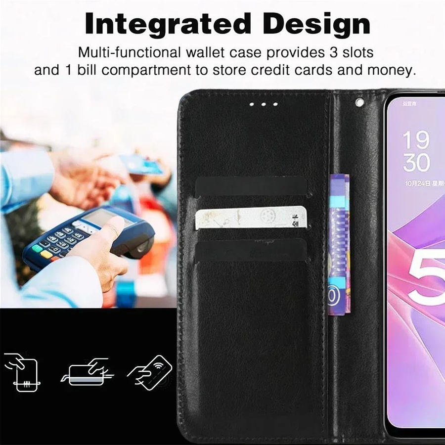 Leder-Klapphülle für ZTE Nubia Neo 3 GT in Schwarz mit Kartensteckplatz und Ständerfunktion - Bild 2
