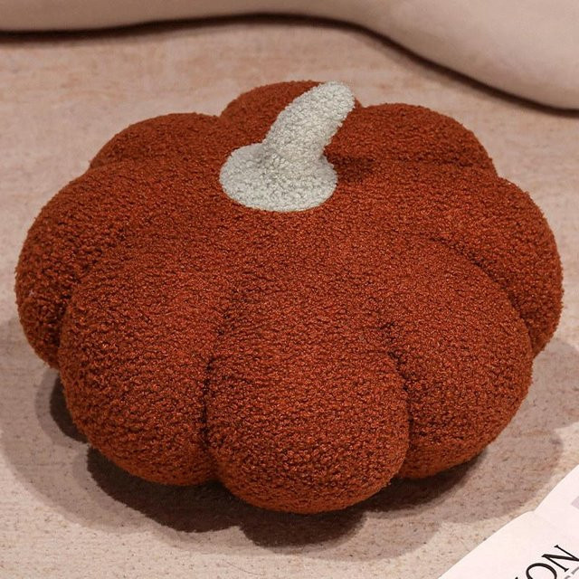 Yiran Health & Beauty Kürbis Plüsch Sitzkissen in Orange, rundes Dekokissen für Halloween und Heimdeko - Bild 1