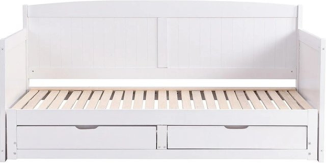Vente-unique Sofabett Diniva Weiß mit Kiefernholzrahmen und Auszugsschublade, Breite: 198 cm - Bild 1