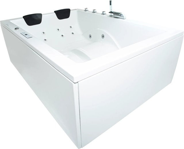 Basera Indoor Whirlpool Badewanne XXL Wave für 2 Personen in Hochglanz Weiß, B/T: 180 x 130 cm - Bild 1