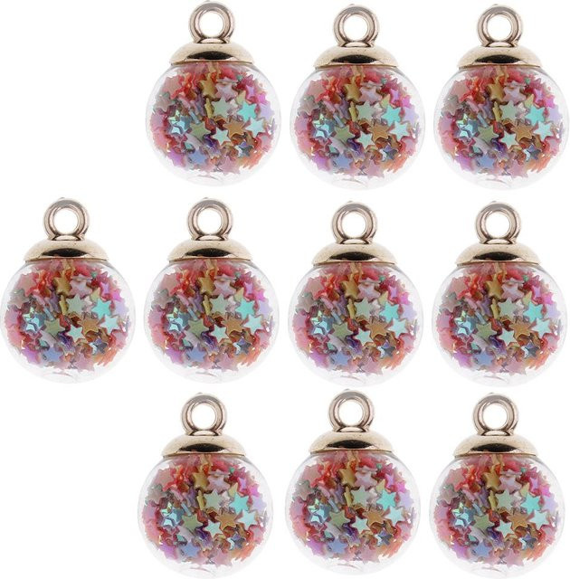 Stern-Glaskugel-Charms-Anhänger, Rosa, 16 mm, Kristall, Unisex - Bild 1