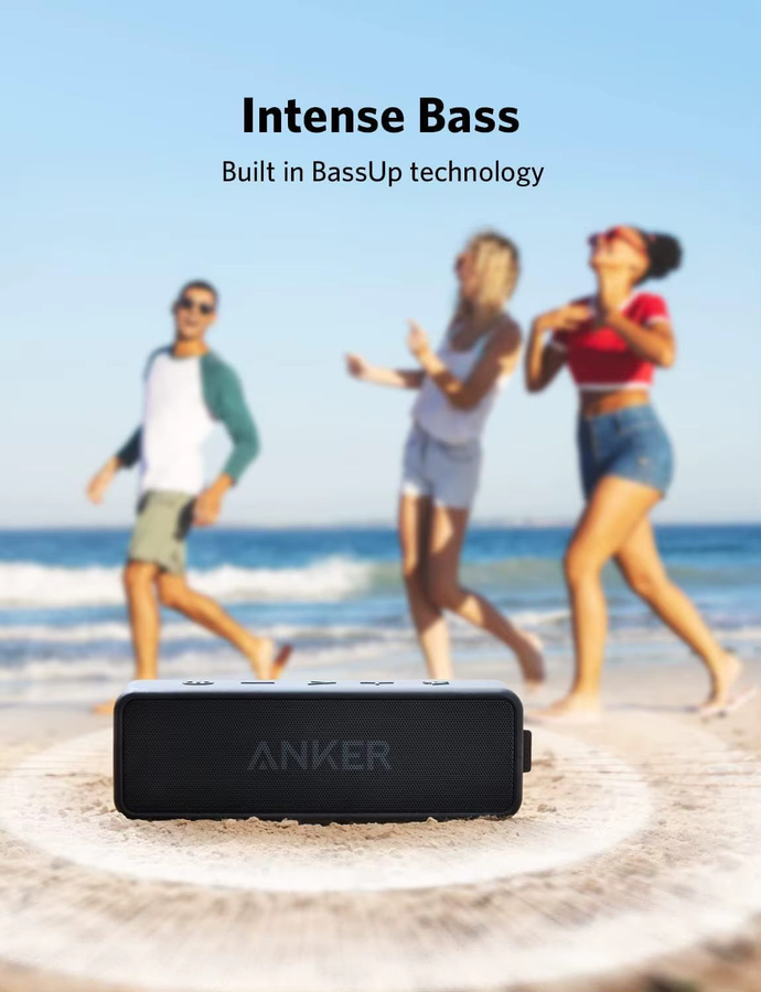 Anker SoundCore 2 Bluetooth Lautsprecher mit Dual Bass Treibern und IPX7 Wasserschutz in Schwarz - Bild 5