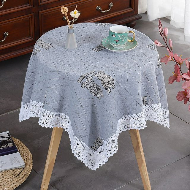 Super Six Tischdecke im Landhausstil mit floraler Spitze, grau, B/B: 55 x 55 cm - Bild 1