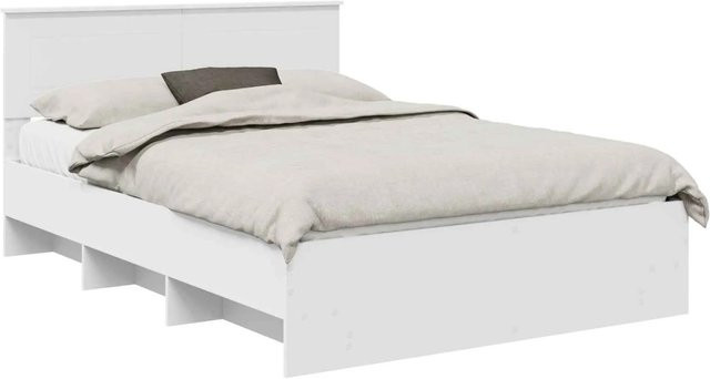 vidaXL Bettrahmen mit Kopfteil aus Holzwerkstoff in Weiß, B/T/H: 140 x 200 x 90 cm - Bild 1
