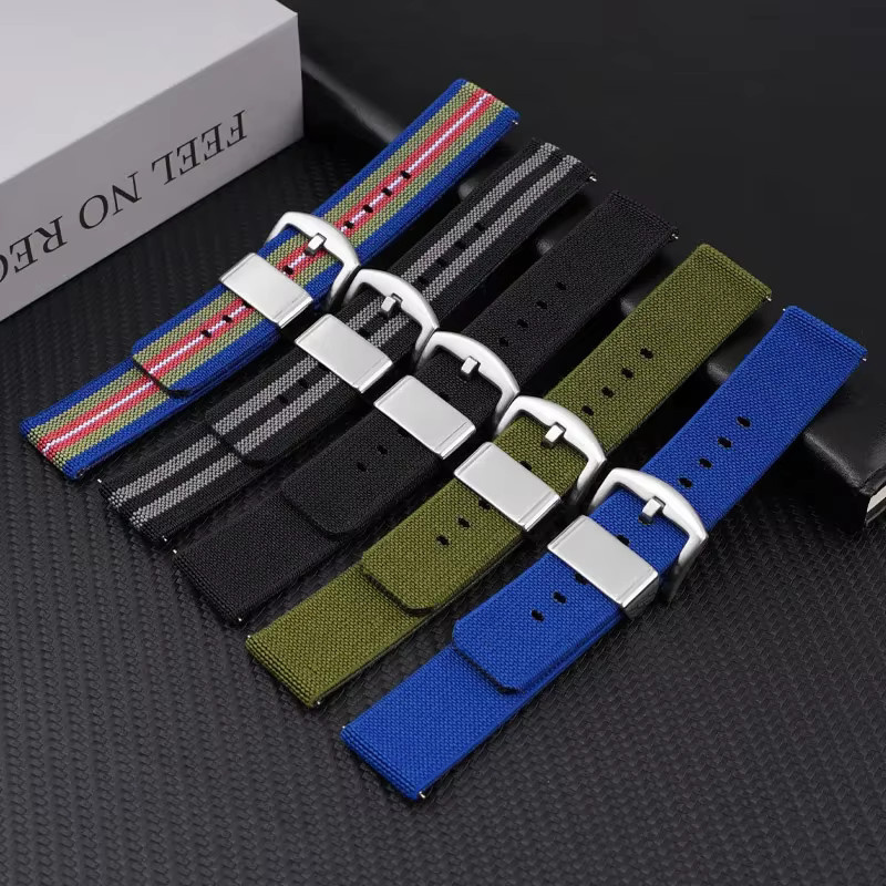 olevo Uhrenarmband Nylon Canvas, Schwarz, Unisex - Bild 2