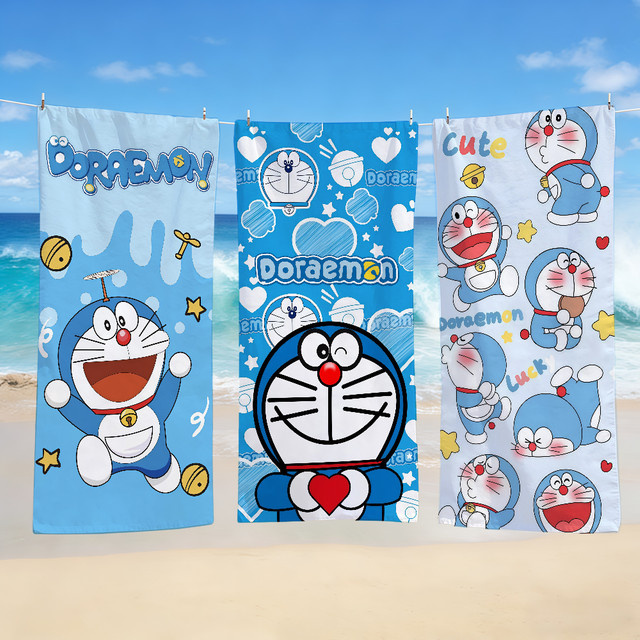 Schnelltrocknendes Cartoon Handtuch Doraemon für Strand, Schwimmbad und Reise - Bild 1