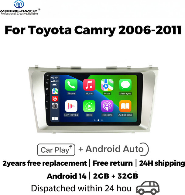 MEKEDE NAVIFLY Android 14 Intelligentes Auto-Audiosystem Autoradio für Toyota Camry 7 XV 40 50 (2006-2011) mit Carplay Multimedia-Player in Schwarz - Bild 1