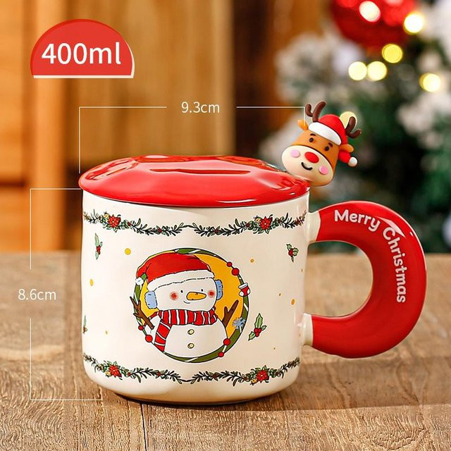 Keramiktasse mit Deckel und Löffel von Yiran Furniture, Mehrfarbig, 350,5 ml - Bild 1