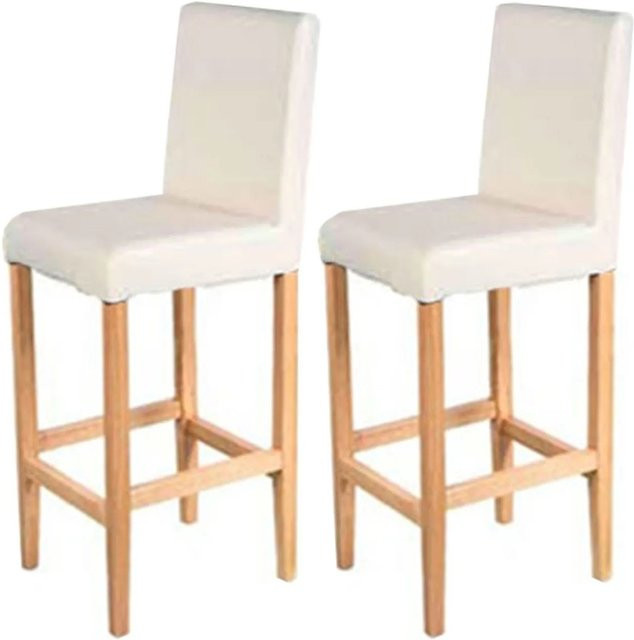 PROREGAL 2er-Set Barhocker Winnie in Beige mit Rückenlehne, gepolstert mit beschichtetem Spaltleder und Holzbeinen im Retro-Look, Sitzhöhe: 75 cm - Bild 1