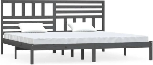 vidaXL Massivholzbett aus Kiefer in Grau im rustikalen Design, B/T/H: 200 x 200 x 206 cm - Bild 1