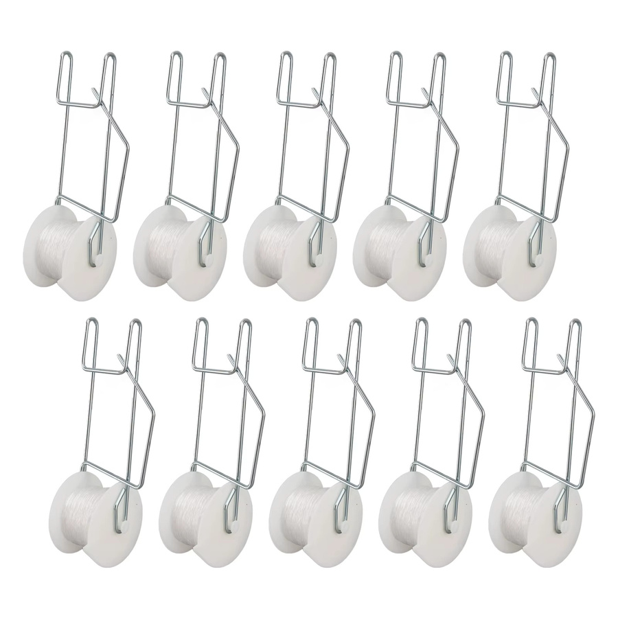 Qiilu Garten Pflanze Roller Haken Set mit Unterstützungsschnur für Tomaten und Gemüse, 10er Pack, Weiß - Bild 2