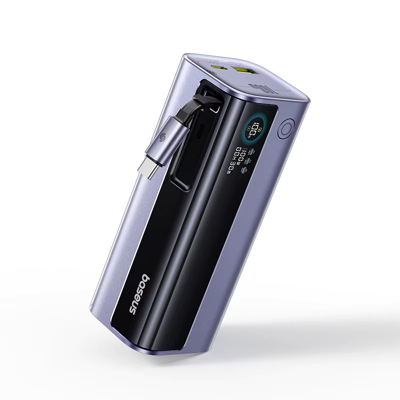 Baseus EnerGeek GR11 Powerbank 10000mAh mit 100W Schnellladung, integriertes USB-C-Kabel, PD & QC, USB-A und USB-C Anschlüsse, Grau - Bild 6
