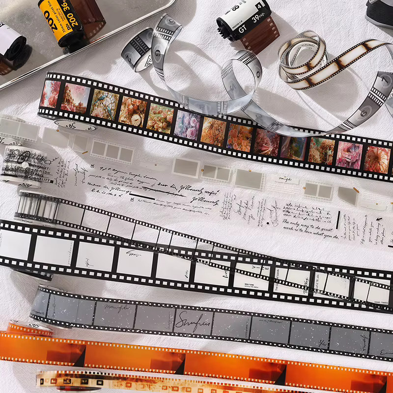 10-Rollen-Set Washi Tape im Retro-Film-Design aus PET für DIY-Scrapbooking und Kartenherstellung, Mehrfarbig - Bild 1