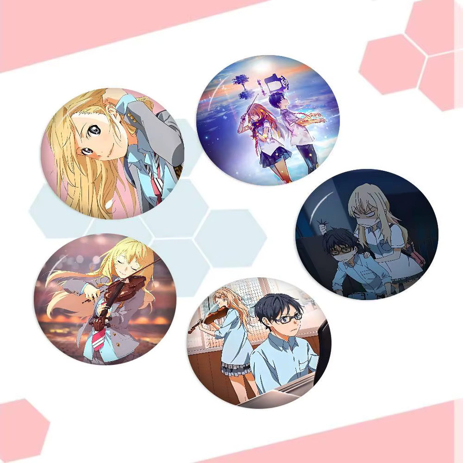 Mesuca Brosche Anime Your Lie In April, Weißblech - Bild 2