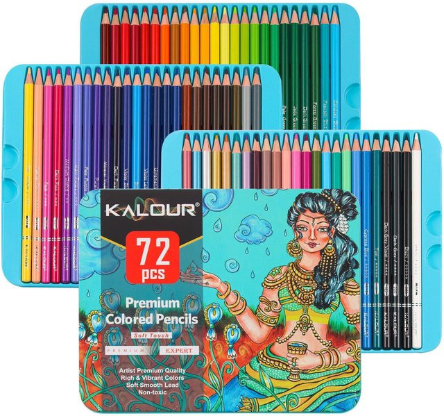 Super Six Ölpastellstifte Set mit 72 Farben für professionelle Künstler in Blau und Multicolour - Bild 1