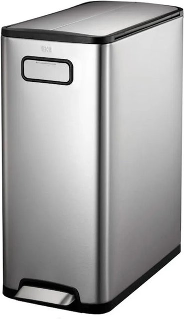 PROREGAL Treteimer aus gebürstetem Edelstahl in Silber mit 2 Kunststoff-Inneneimern für die Abfallscheidung, 40 Liter, H x B x T: 66 x 27,5 x 53,2 cm - Bild 1
