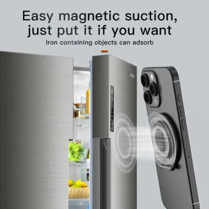VIKEFON Magnetischer Fingerring-Telefonhalter in Schwarz, faltbarer MagSafe Smartphone-Ständer für iPhone 17 16 Pro Max 15 14 13 12 und Fitnessstudio-Eisenhalterung - Bild 4
