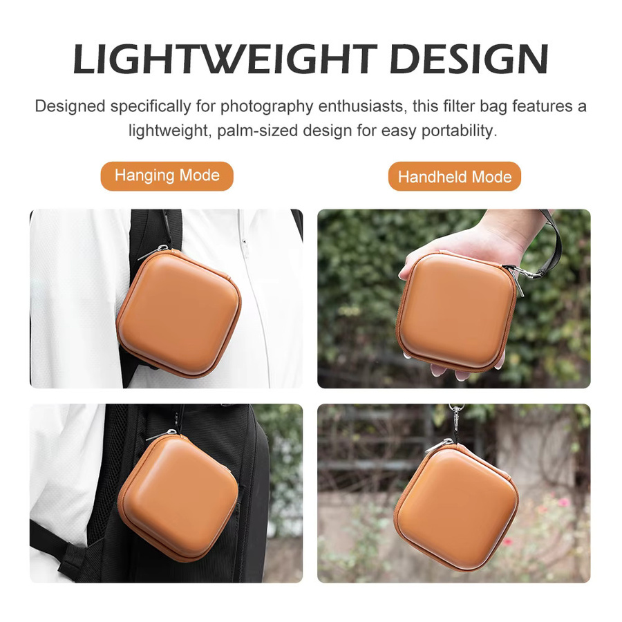 XFJI 5-Fächer-Hartschalen-Objektivfiltertasche in Braun für Filtergrößen von 45 mm bis 82 mm, wasserabweisende Kamerafiltertasche für deine Fotografie - Bild 2