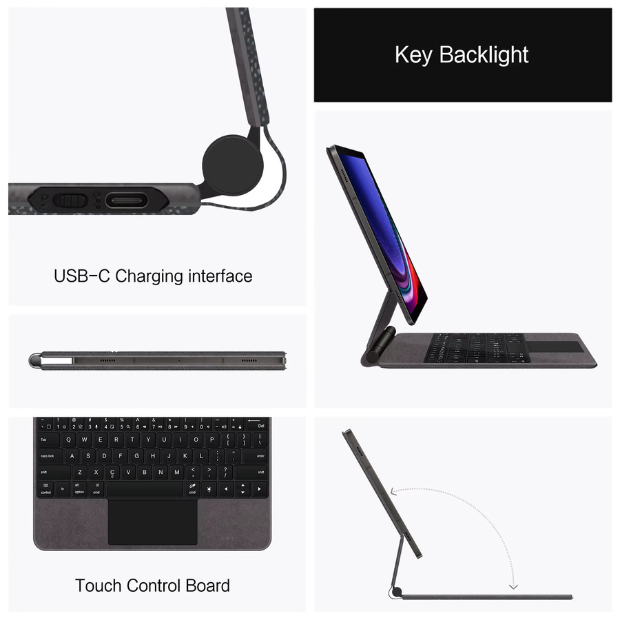 Samsung Magnetische Tastaturhülle Folio für Galaxy Tab S7 S8 S9 11 Zoll sowie Tab S9 FE 10,9 Zoll und Tab S10 Lite in Schwarz - Bild 6