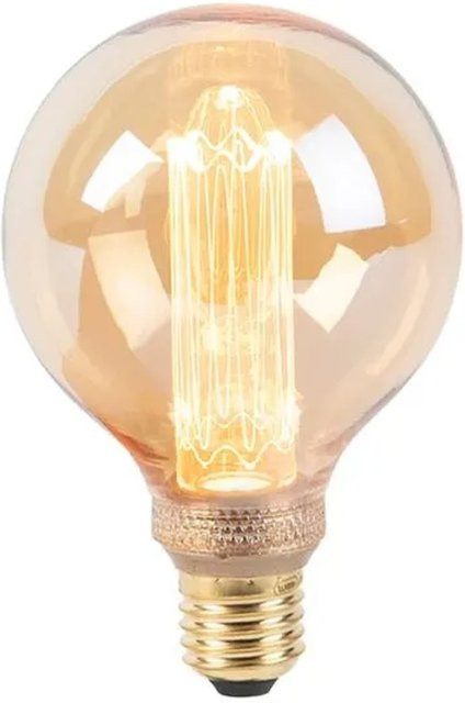 LUEDD LED Lampe G95 E27 Globe 5W 1800K Gelb 3-stufig dimmbar mit goldener Fassung - Bild 1