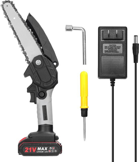 Aimo Akku-Astsäge 21V mit 6 Zoll Kettensäge und Bürstenmotor in Schwarz - Bild 1