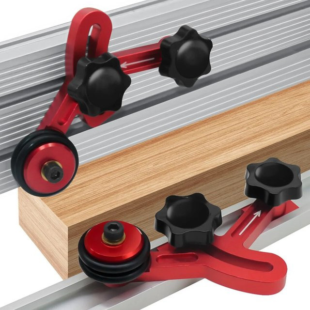 GDART Präzisions-Lagerrollen für Holzbearbeitung aus Aluminium in Rot, 1 Paar Anti-Rebound-Sicherheitsvorschub - Bild 1