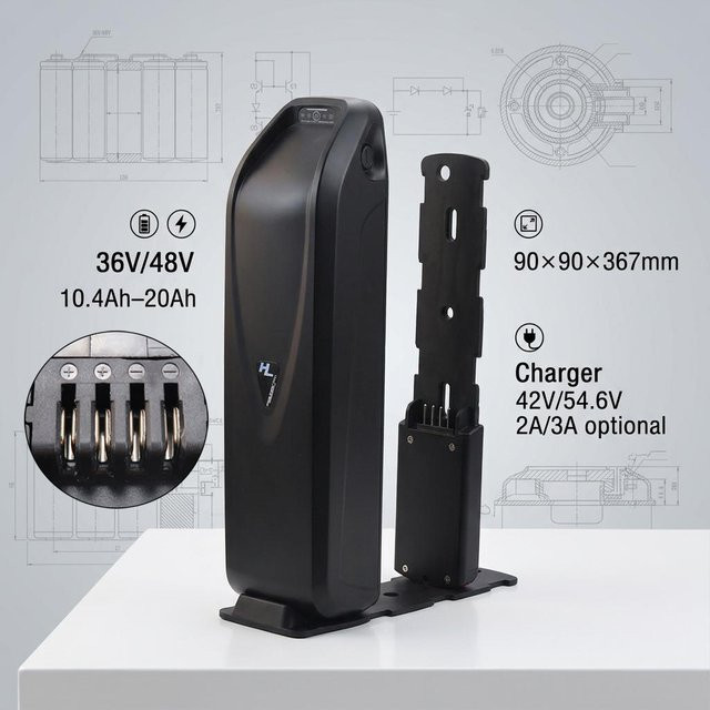Hailong Li-Ionen-E-Bike Akku 4-Pin in Schwarz für Eltreco XT750 Ecotric Rocket Gesheng A4 - Bild 1