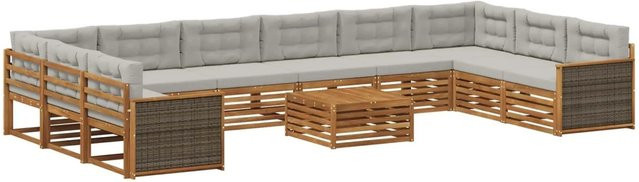 vidaXL Sofagarnitur aus Massivholz Akazie mit 11 Kissen und Armlehnen - Bild 1