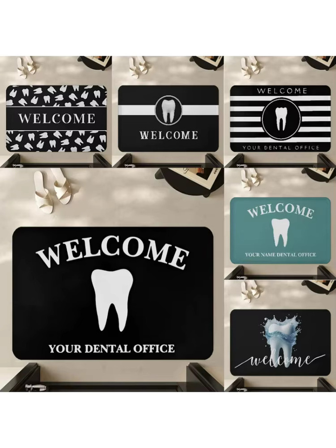 VIKAMA Lustige Fußmatte mit Zahnschutz-Motiv, rutschfester Teppich mit Dental-Design für Badezimmer, Schlafzimmer und Hauseingang - Bild 3