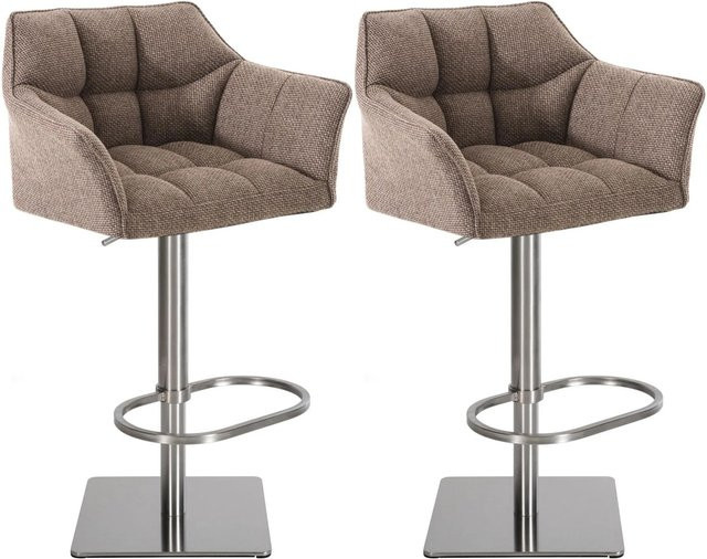 DELUKE 2er Set Barhocker SIHAR in Terrabraun mit Rückenlehne, höhenverstellbar und drehbar, B/T/H: 64 x 45 x 88 cm - Bild 1