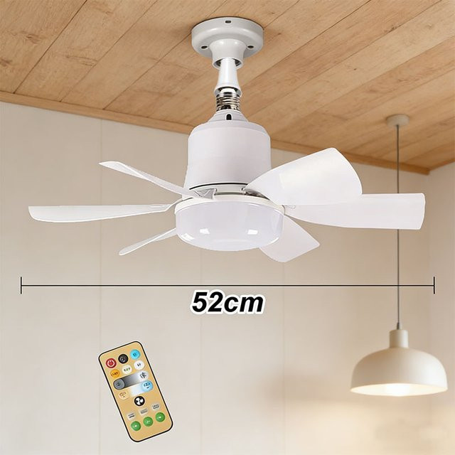 TLEDMP Deckenventilator mit dimmbarer LED-Beleuchtung und Fernbedienung, Weiß, 3 Farbtemperaturen (3000K-6500K) - Bild 1
