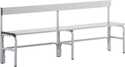 Sypro Umkleidebank aus Metall mit Rückenteil in Weiß, Breite: 200 cm, Höhe: 77 cm, Tiefe: 45 cm - Bild 1