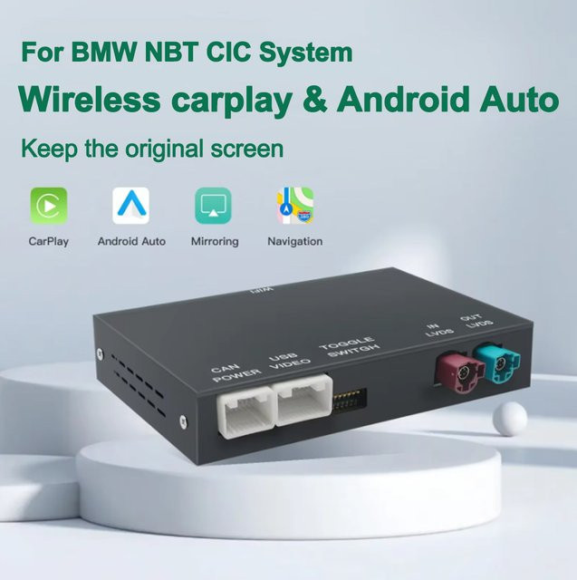 ANYFAR Drahtlose CarPlay und Android Auto Adapter für BMW NBT und CIC Systeme, Schwarz - Bild 1