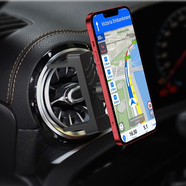 Magnetischer 360 Grad rotierender Autotelefonhalter mit 6 starken Magneten für iPhone, Schwarz - Bild 1