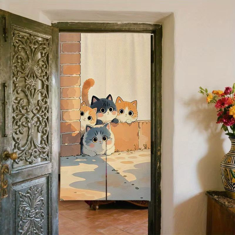 VIKAMA Türvorhang mit Katzenmotiv in Mehrfarbig als dekorative Trennwand für Zuhause und Gewerbe - Bild 3