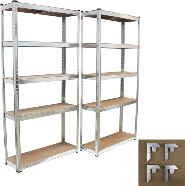 TRUTZHOLM Steckregal 2er Set Schwerlastregal mit verstellbaren Regalböden aus Metall und MDF, H x B x T: 180 x 90 x 30 cm - Bild 1