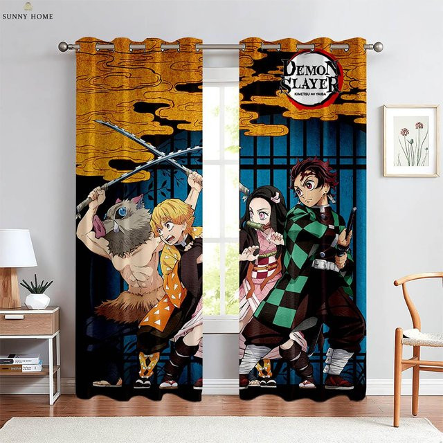 Yiran Furniture Anime Cartoon Japanische Comic Vorhänge, 2er-Set, Mehrfarbig, Breite: 100 cm, Höhe: 240 cm - Bild 1