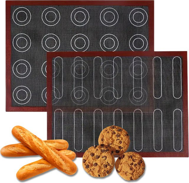 Cippes Perforierte Silikon-Backmatte mit Puff- und Rundmustern, Wiederverwendbare Antihaft-Ofeneinlage für Kekse, Macarons und Brot - Bild 1