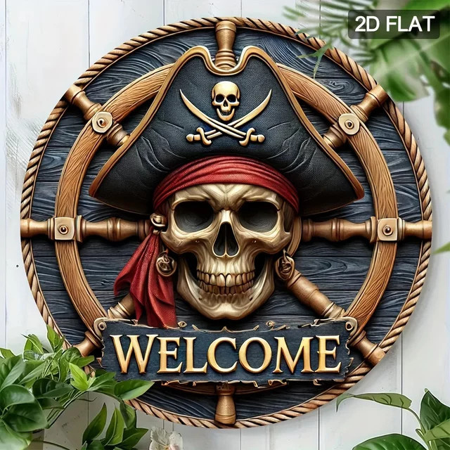 Potdemiel Maritime Wanddekoration aus Metall, Rundes Logo in Multicolour, Durchmesser: 20 cm - Bild 1