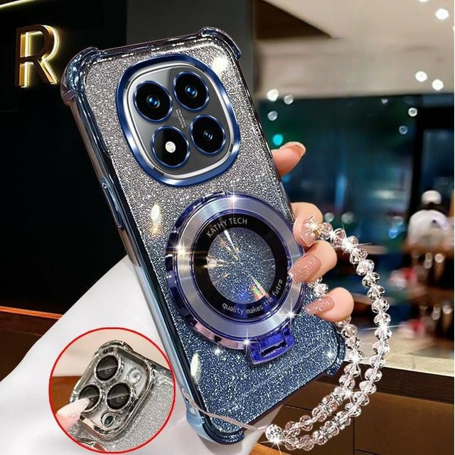 Glitzernde Magnetische Kristall-Handyhülle mit Standfunktion für Xiaomi 15T 14T Pro 13T 12T 11 Lite 15 12X 12S 17 Pro Max in Multicolour - Bild 1