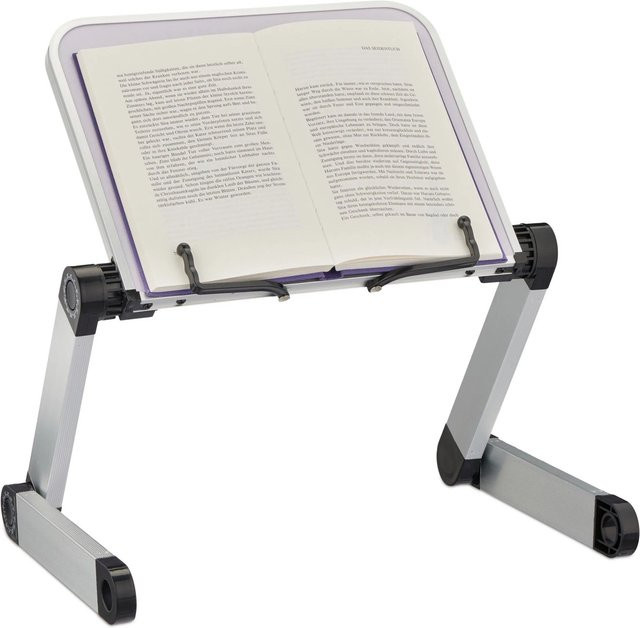 Relaxdays Buchständer aus MDF und Aluminium in Weiß, Silber oder Schwarz, höhenverstellbar, B: 39 cm, T: 27 cm - Bild 1